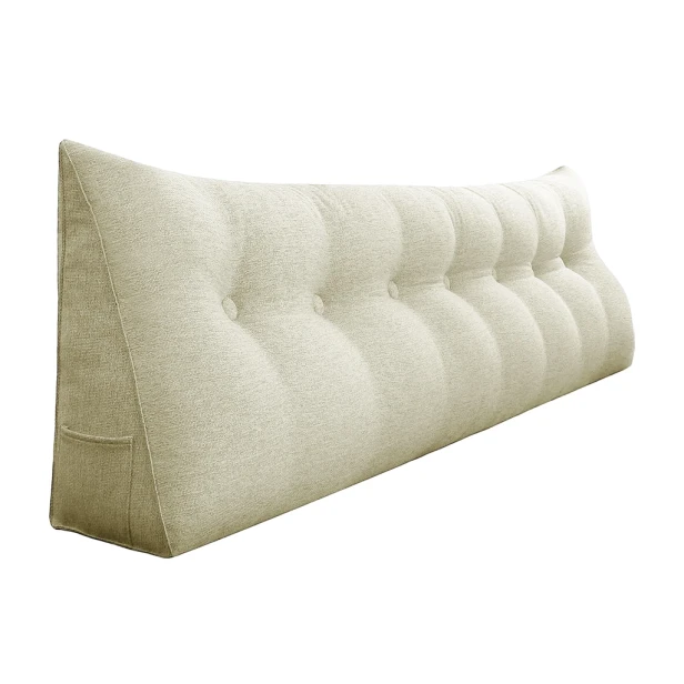 Trójkątna Poduszka do Czytania – Len Biała 200cm