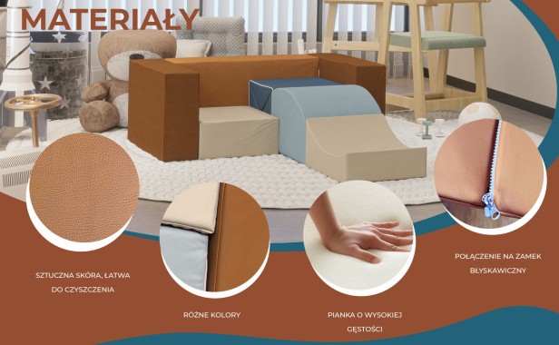 Sofa z Piankowych Bloków dla Dziecka, użyte materiały.