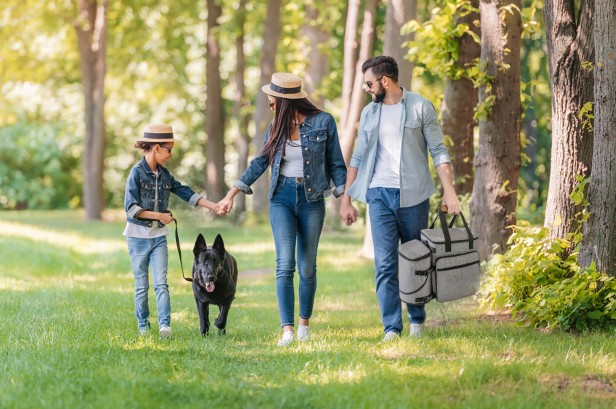 Rodzina na spacerze z psem, Torba Podróżna dla Zwierząt