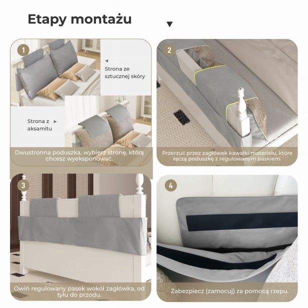 Dwustronna Poduszka Regulowana, etapy montażu.