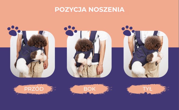 Poziomy Transporter do Noszenia Zwierząt, pozycje noszenia.