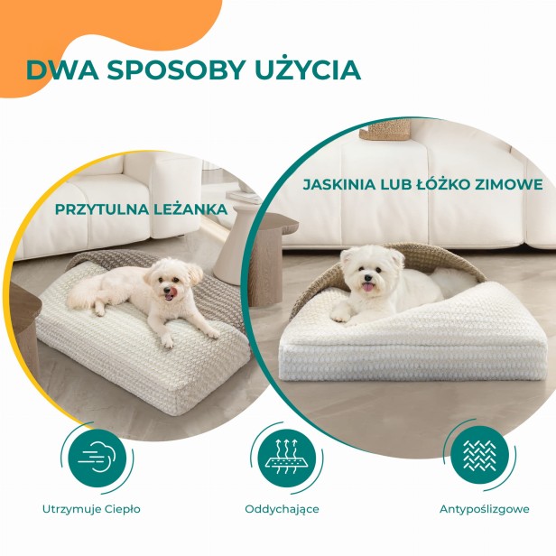 Pikowane Legowisko dla Psa - Kieszeń, sposoby użycia.