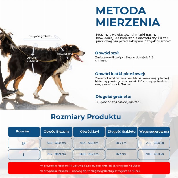Szelki Wspierające dla Psa, metoda mierzenia.