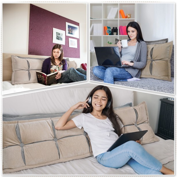 Poduszka Zagłówkowa ze Schowkiem Beżowo-Szara, sposoby użytkowania.