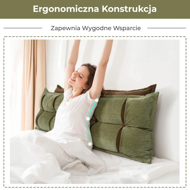 Poduszka Zagłówkowa ze Schowkiem Zielono-Pomarańczowa, wygodne wsparcie.