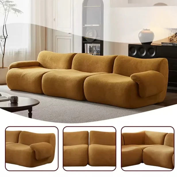 Sofa Chmurka, aranżacja w salonie, zbliżenie na szczegóły.