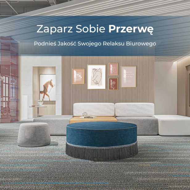 Retro Stolik Kawowy Niebieski, aranżacja w biurze.