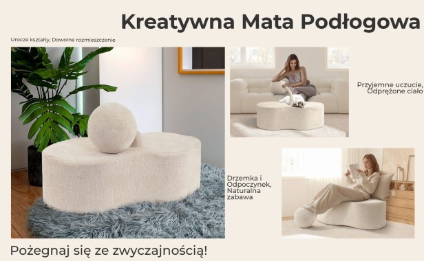 Pufa wypoczynkowa 'Orzeszek' , rodzaje wykorzystania.