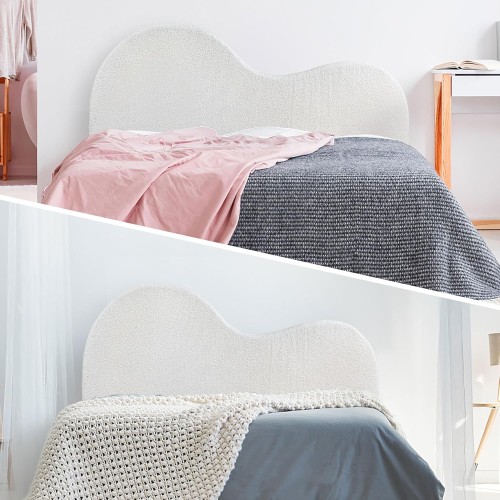 Wypełniacz Maskujący Szczelinę Zagłówka – Wzór Chmura, aranżacja w sypialni na łóżku.