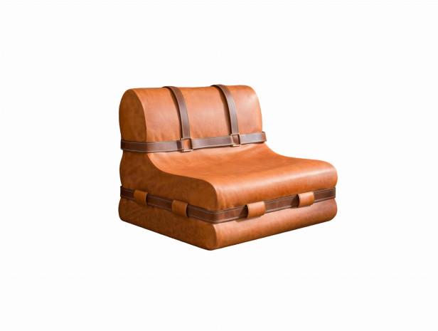 Kanapa z Ozdobnymi Pasami ze Skóry