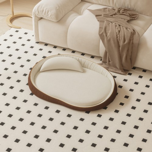 Legowisko dla Zwierząt "Groszek" Pomarańczowe, aranżacja w salonie.