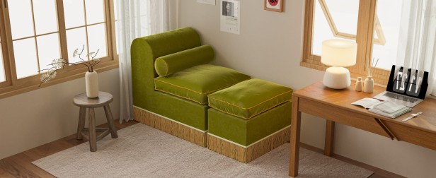 Fotel wypoczynkowy Zielony, aranżacja.