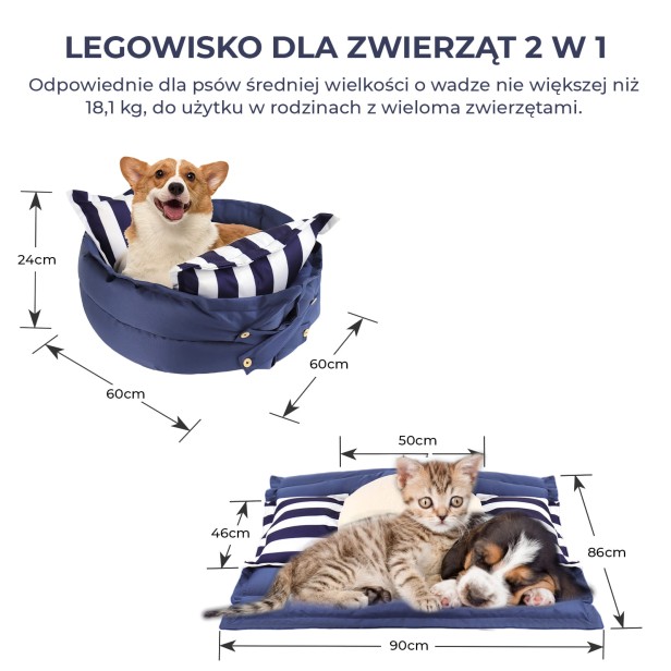 Mata i Legowisko dla Zwierząt 2w1 , wymiary produktu.