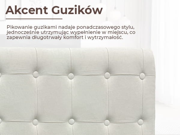 Zagłówek Pikowany z Guzikami, zbliżenie na guziki.