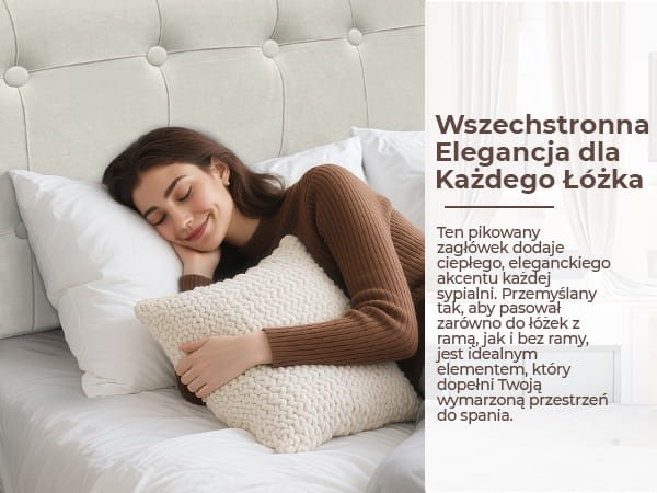 kobieta opierająca się na łóżku o Zagłówek Pikowany z Guzikami