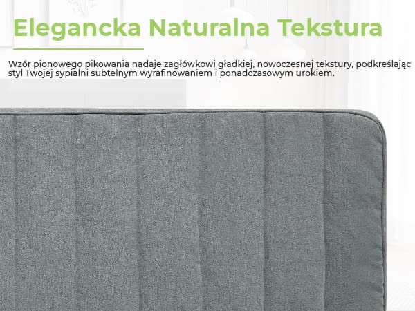 Zagłówek Tapicerowany Szary, elegancja tekstura, zbliżenie.