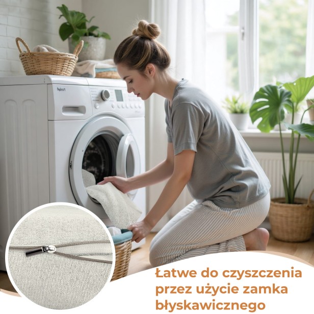 Zagłówek Tapicerowany Beżowy, zamek błyskawiczny.