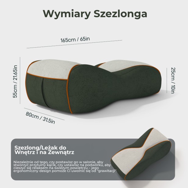 Leżak Zero Grawitacji, wymiary produktu.