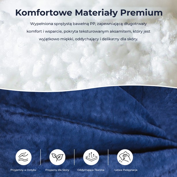 Pufa/Fotel Worek Niebieski, opis materiałów.