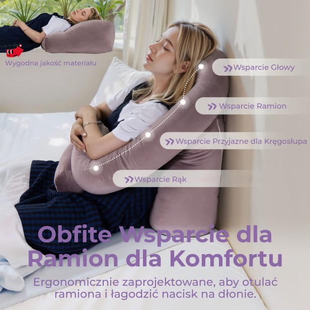 Poduszka Funkcjonalna z Podparciem Różowa, rodzaje wsparcia.