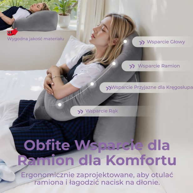 Poduszka Funkcjonalna z Podparciem Szara, rodzaje wsparcia.