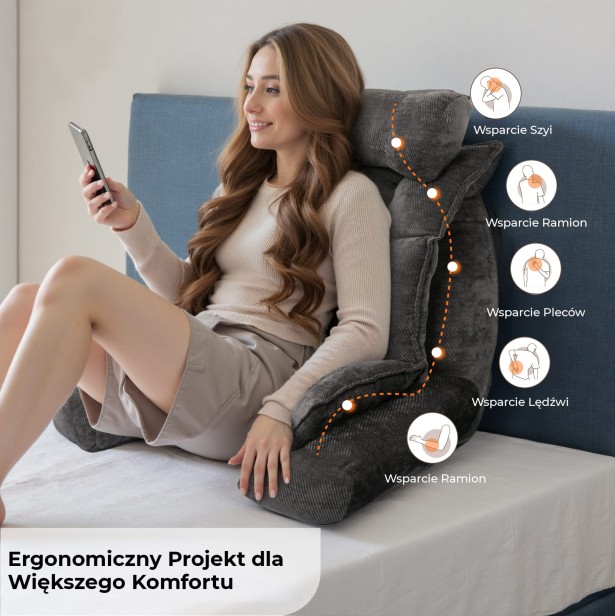 Poduszka Wspierająca Do Łóżka z Podłokietnikami Beżowa, rodzaje wsparcia.