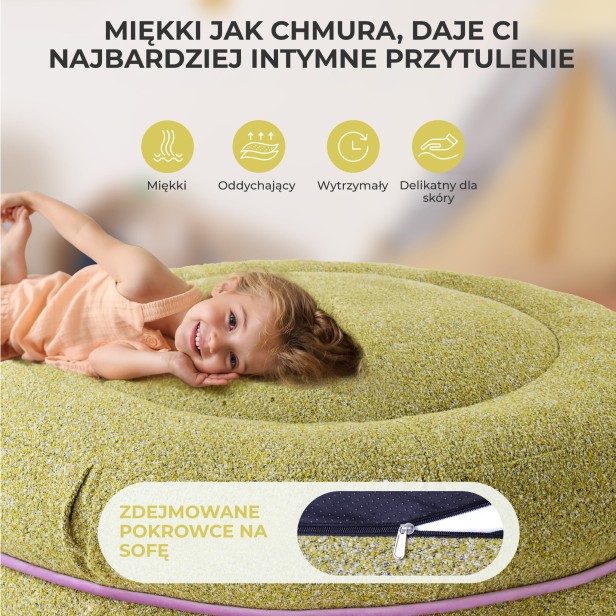 Pufa Makaronik Zielona, detale produktu.