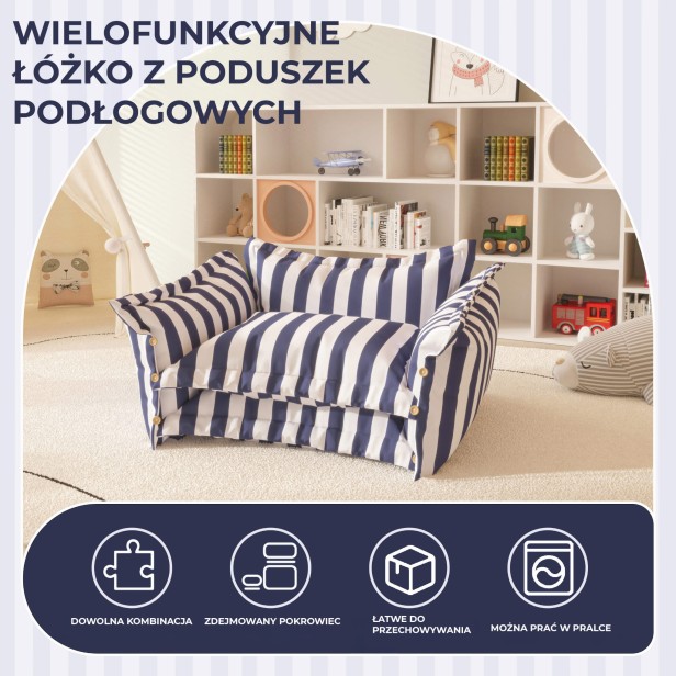 Wielofunkcyjna Sofa z Poduszek Podłogowych, wielofunkcyjność zastosowania.