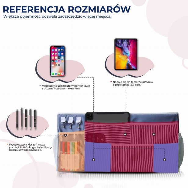 Wygodny Organizer na Łóżko, referencja rozmiarów