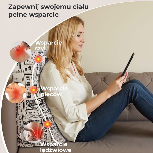 Wszechstronna Poduszka do Czytania Wzór Gazeta, rodzaje wsparcia