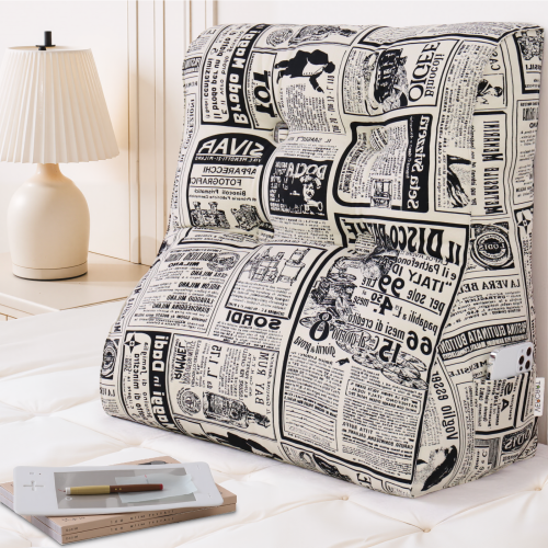 Wszechstronna Poduszka do Czytania Wzór Gazeta, aranżacja w domu.