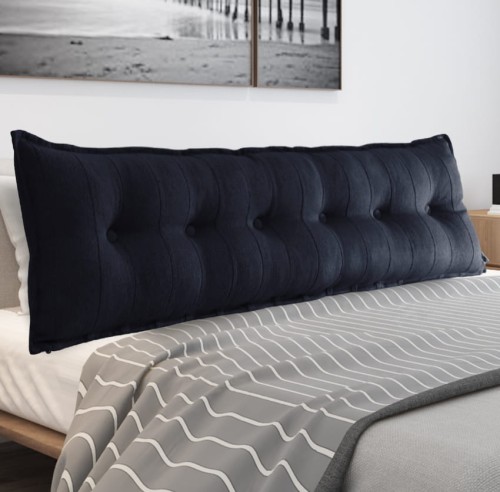 Lniana Poduszka Dekoracyjna Antracyt , aranżacja w sypialni na łóżku.