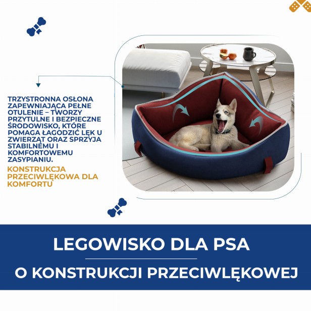 Otulające Legowisko Narożne dla Psa, szczegóły konstrukcji.