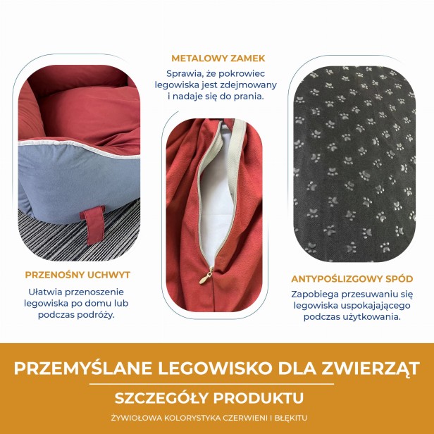 Otulające Legowisko Narożne dla Psa, szczegóły produktu