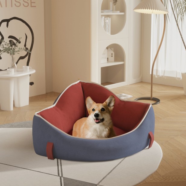 Pies leżący w Otulającym Legowisku Narożnym dla Psa