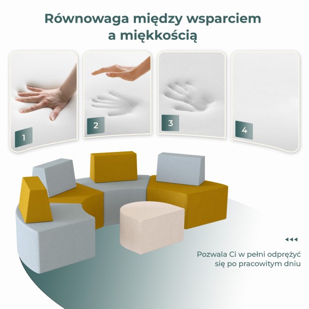 Designerskie Pufy Modułowe, równowaga.