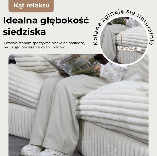 Sofa ze Strefą Miękkiego Relaksu, głębokość siedziska