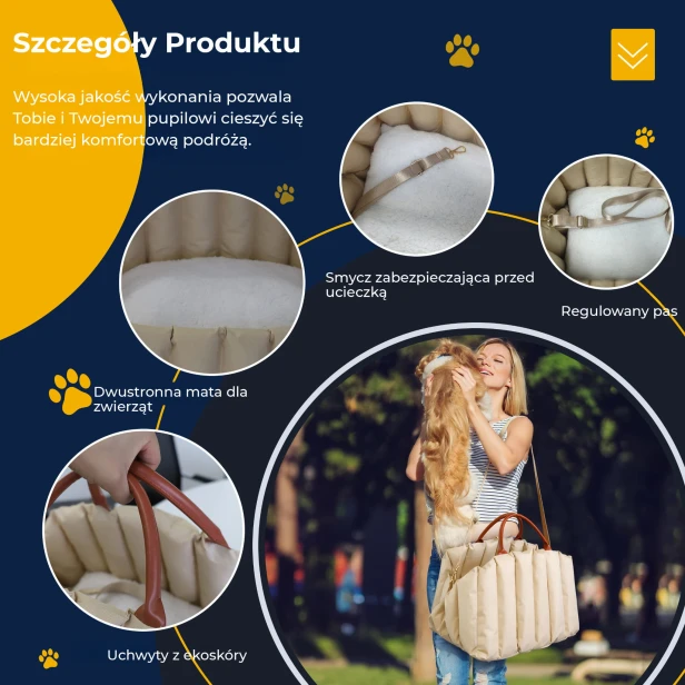Luksusowa Torba dla Zwierząt, szczegóły produktu.