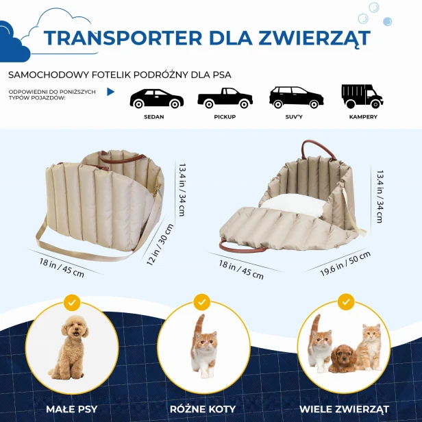 Luksusowa Torba dla Zwierząt, wymiary produktu.