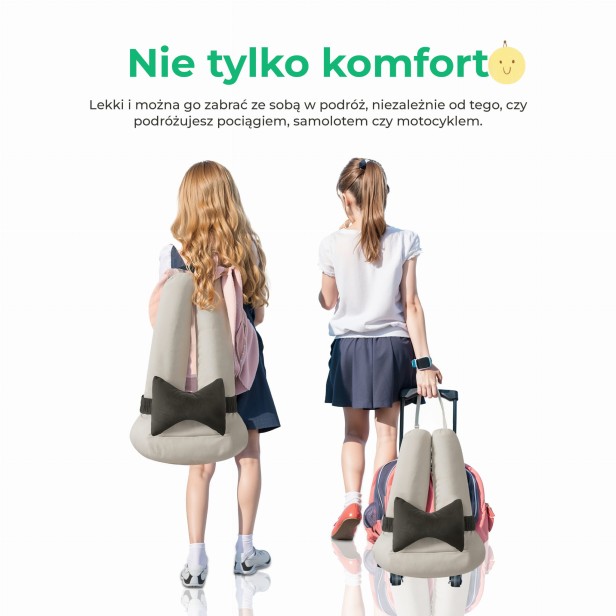Komfortowa Poduszka Podróżna w użyciu przez dwie dziewczynki.