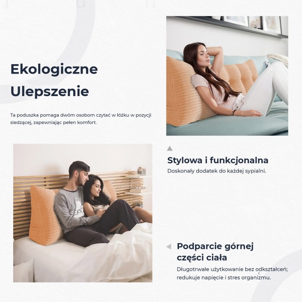 Trójkątna Poduszka Sztruksowa Brzoskwiniowa, ekologiczne ulepszenie.