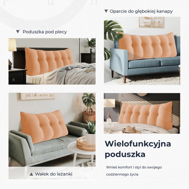 Trójkątna Poduszka Sztruksowa Brzoskwiniowa, wielofunkcyjność.