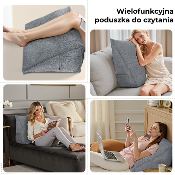 Poduszka Lniana Trójkątna Szary Melanż, wielofunkcyjność.
