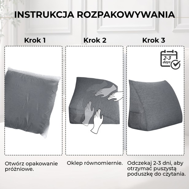 Poduszka Lniana Trójkątna Szary Melanż, instrukcja rozpakowywania.