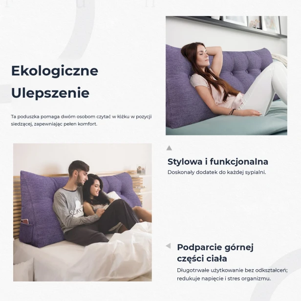 Trójkątna Poduszka Lniana Fioletowa, ekologiczne ulepszenie.