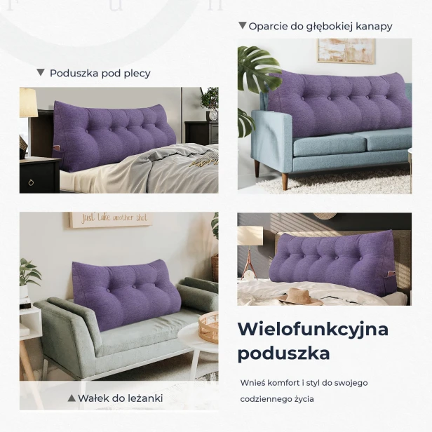 Trójkątna Poduszka Lniana Fioletowa, wielofunkcyjność