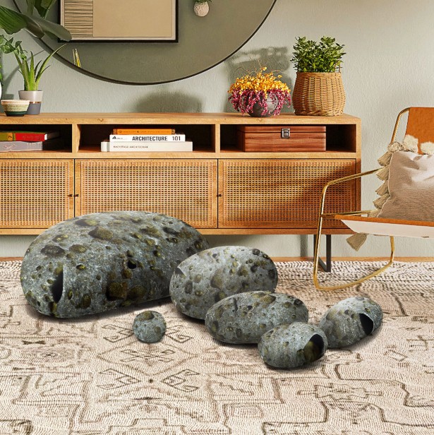 Poduszki Miękkie Kamienie Meteoryty 7 szt., aranżacja w domu.