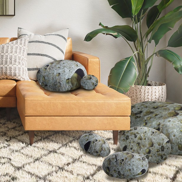 Poduszki Miękkie Kamienie Meteoryty 7 szt., aranżacja w domu.