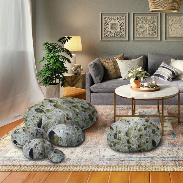 Poduszki Miękkie Kamienie Meteoryty 7 szt., aranżacja w domu.