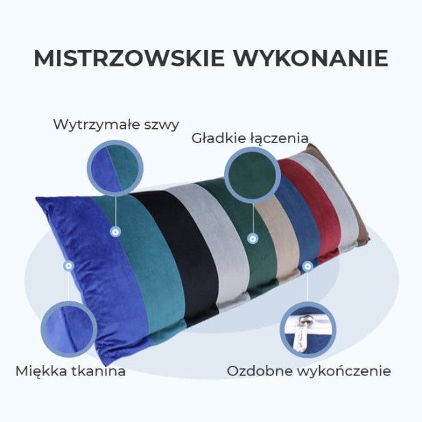 Wielokolorowa Poduszka Welurowa, detale produktu.